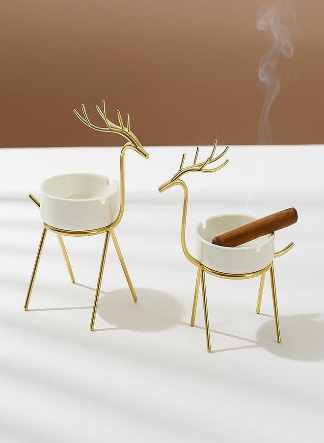 CORAL TREE fancy Ceramic and metal frame Ash tray for smoking use for home office hotel and restaurant (1 Piece Deer style) - Image 1